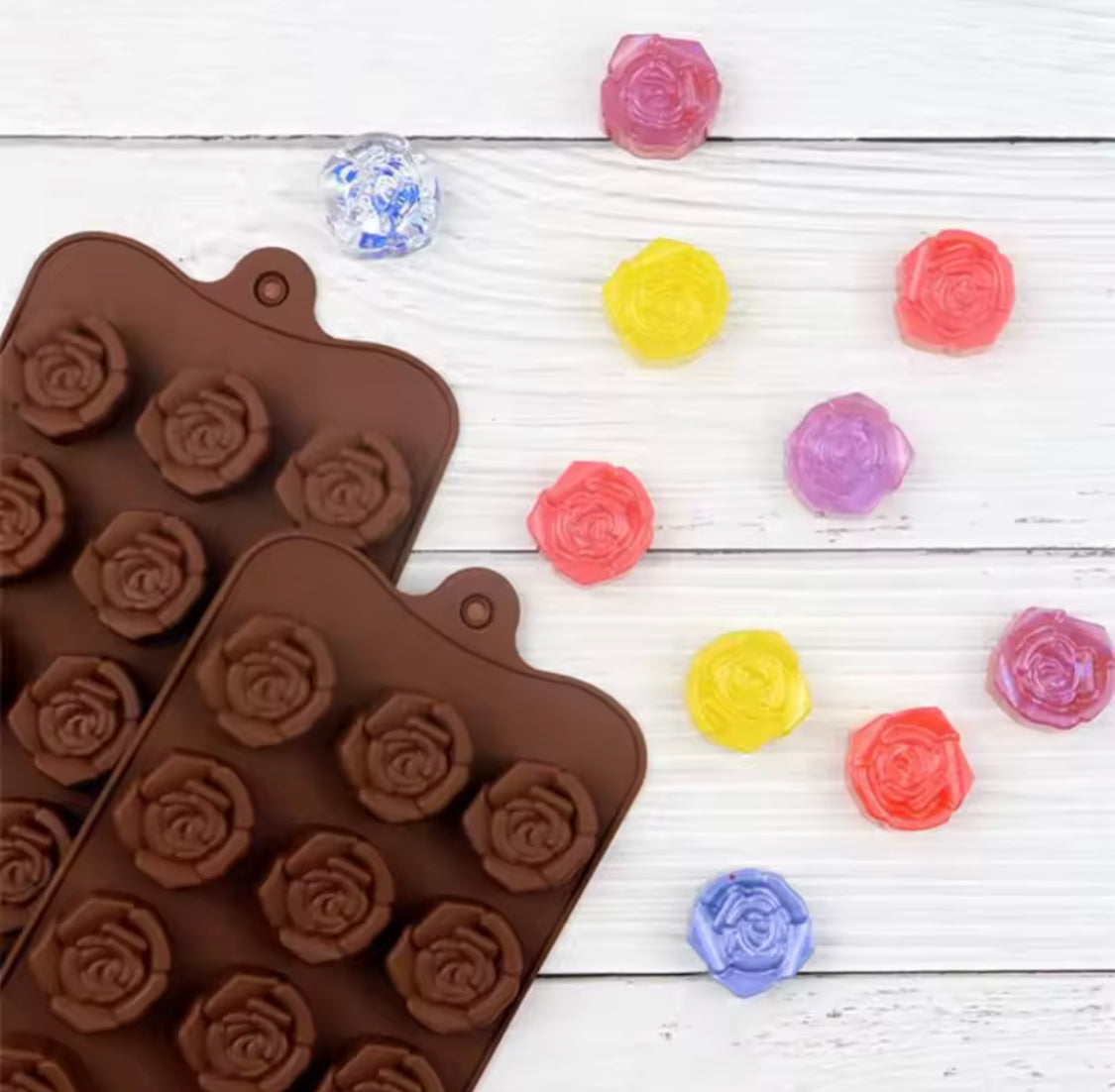 Flowers Shaped Silicone Chocolate Mold, Cake Decoration Tool, Reusable Rose Flower Chocolate Mold Flowers Shaped Silicone Chocolate Mold, Cake Decoration Tool, Reusable Rose Flower Chocolate Mold